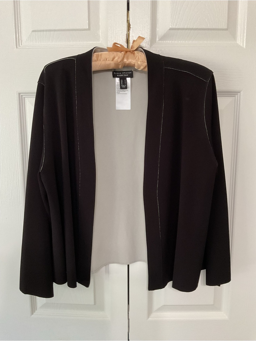 Susan Graver Black Open-Front Sweater reversible Jacket